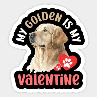 My Golden Is My Valentine Dog Lovers Sticker